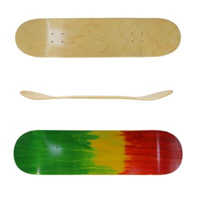 China Adult Three Color Stained Veneer 7ply Canadian Maple Blank Uncut Skateboard Deck for sale