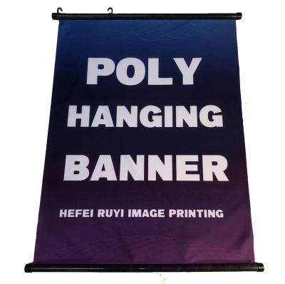 China Outdoor Advertising Display Store PVC Hanging Straight Soft Double Sides Printed Vinyl Poster Hanging Banner for sale