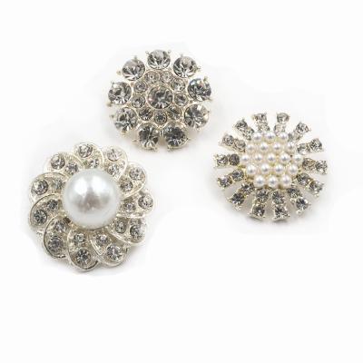 China Washable Rhinestone Buttons Alloy Button ABS Crystal Pearl Through - Hole Sew-on Buttons For Lady Clothes Shoes for sale