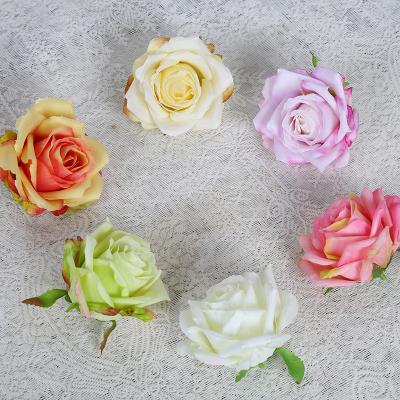 China Silk Rose Flower Head Artificial Flower R18087 9cm For Floral Arranging And Wedding Flower Wall 19 Colors for sale