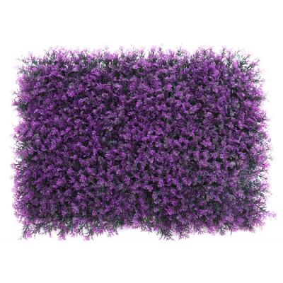 China 40*60cm High Quality Waterproof Artificial Boxwood Wall Plant Purple And Green Fennel Grass Hedges For Green Outdoor Wall AP18411 for sale