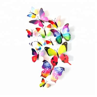 China PVC 12 Pieces One Pack 10 Colors PVC Butterflies 3D Butterfly Wall Sticker For Home Decorations for sale