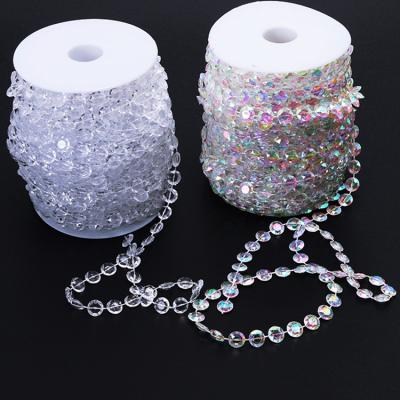 China 10mm Acrylic AB Color Garland Iridescent Acrylic Crystal Bead Spool Bead Garlands For Wedding Decoration for sale