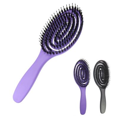 China Hot Selling Custom Logo Handle Plastic Soft Flexible Bristle Wet Detangler Waterproof Custom Logo Styling Hair Brush For Short And Long Hair for sale