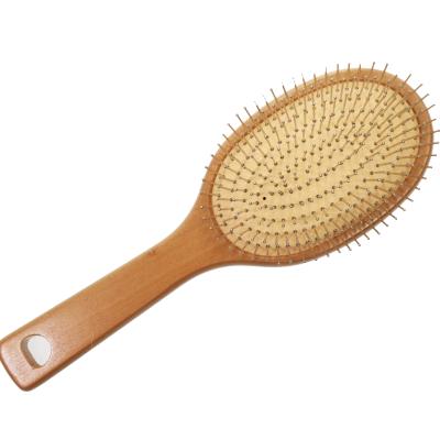 China Private Label Home Wooden Body Design Oval Cushion With Steel Pins Hair Brush for sale