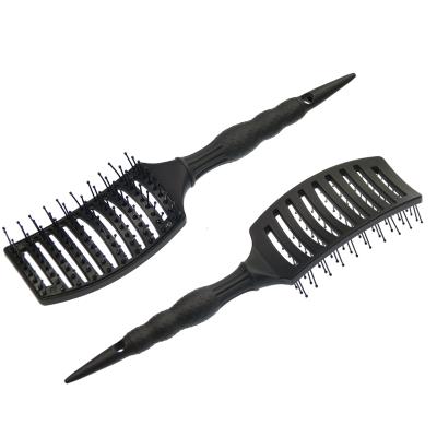 China Compact Private Duct Feature Hairdressing Logo Handle Plastic Cavity Design Ribs Hair Brush Detangling Hair Brush for sale