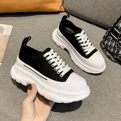 China CUSHIONING Version White Women's High Platform Increase Casual Women's Allexandar Lace-up Canvas Shoe for sale