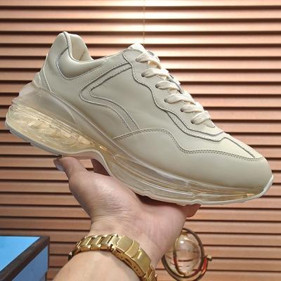 China CUSHIONING original new style men women fashion rhyton air cushion GG genuine leather transparent sole sneaker for sale