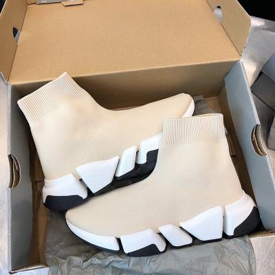 China Fashion Trend Any Color SHIPPING 2.0 Ladies Stretch Knit High Top Flat Bottom Women's BB Sock Sneaker Shoes for sale