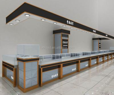 China Koisk Modern Fashionable Glass Mall Jewelry Display for sale