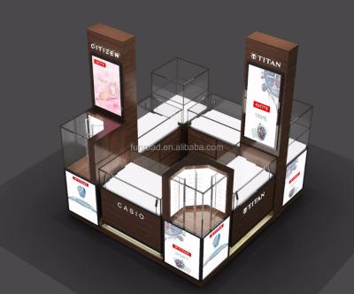 China Watch Kiosk Design Customized Wooden Mall Watch Kiosk With Sunglasses Display Showcase for sale