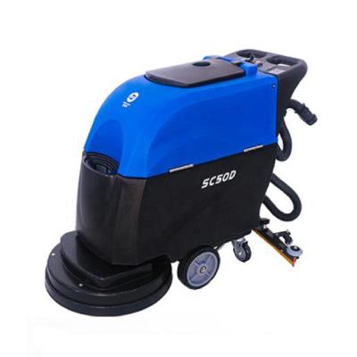 China Hotels CE Approved Electric Concrete Carpet Cleaner Vacuum Battery Manual Walk Behind Floor Scrubber Cleaning Machine For Cinema for sale