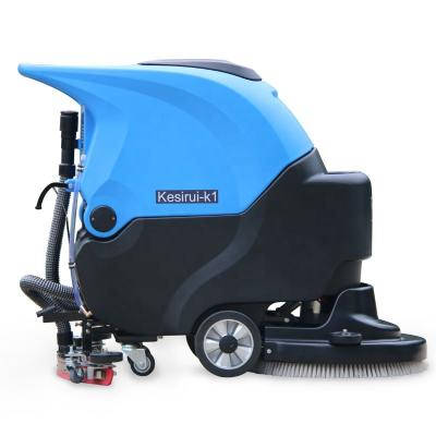 China 13 Inch Single Compact Battery Electric Blue Color Fashion Design Brushes Automatic Walk Behind Floor Scrubber Cleaner Machine for sale