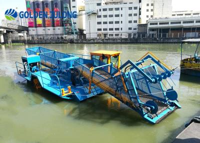 China Steel Water Surface Cleaning Boat Aquatic Weed Harvester with Paddle Wheels Propulsion System for sale