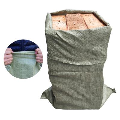 China Hot Bulk 50Kg Moisture Proof Woven Bag Green Jute Flood PP Vacuum Packing 25 Pounds Sandbag Building Polypropylene for sale