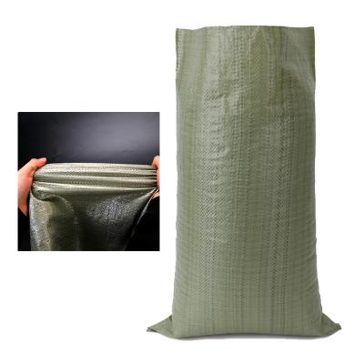 China Good Quality 25kg 50kg Green PP Woven Sack Polypropylene Colored Moisture Proof Recycled Plastic Bag 30kg For Packing Garbage Sand Cement Rice for sale