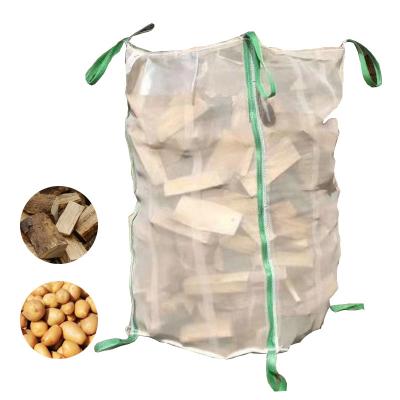 China Copper Felt Breathable Firewood Mesh Bag Big Bag Ventilated Sack Mesh Fire Wood Bags Vented 1000kg Firewood for sale