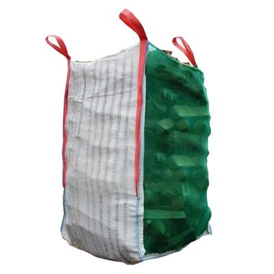 China China Breathable Firewood Ventilated 1 Ton Mesh PP FIBC Poly FIBC Big Bag Jumbo Bag Net Firewood Log Bags For Sale for sale