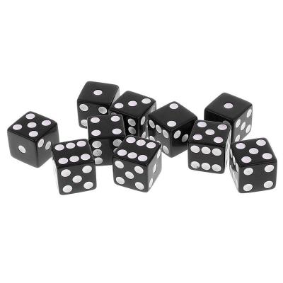 China White Square 16mm D 6 Acrylic Dice With Black Dots Custom Acrylic Multi-Sided Casino Gambling Dies KTV.Bar.Family Entertainment Dies for sale