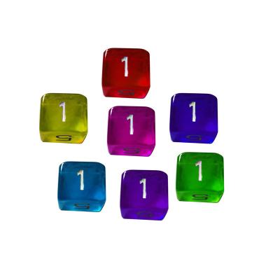 China Game Playing Dice 16mm D 6 Square Color Digital Dice Transparent Game Dice / Love Dice Erotic Game / Custom Die With 6 Sides / Acrylic for sale