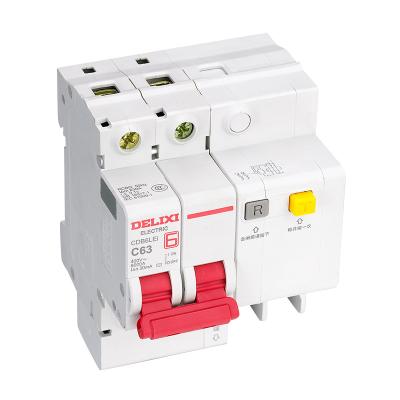 China DELIXI RCBO Air Leakage Protection Residual 2P 63A Current Operated Earth Leakage Circuit Breaker CDB6LEi 2P C 63A for sale