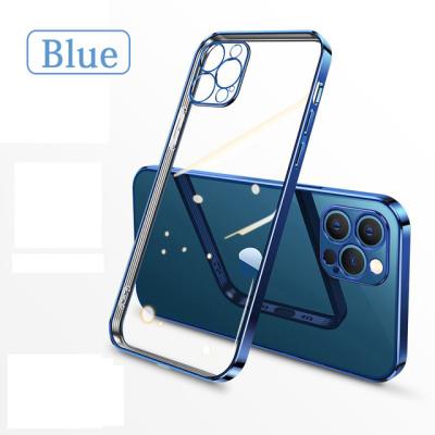 China Square Top View Shockproof Luxury Plating Silicone Transparent Case For iPhone 11 12 13 Pro Max Mini X XR 7 8 Plus Se 2020 Clear Back Cover for sale