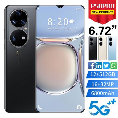 China Dual SIM Card Hot Selling P50 PRO 16+32MP Unlocked Quad Core Dual SIM 12GB+512GB Cheap Smartphone 6.72 Inch Android 8.0 Mobile Phone for sale