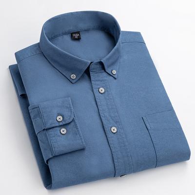 China Anti-pilling New High Quality Men's 100% Cotton Oxford Down Button Collar Long Sleeve Slim Fit Casual Solid Shirts for sale