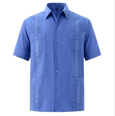 China High Quality Anti-pilling Men's Short Sleeve Embroidery Cuban Guayabera Mexican Shirts for sale