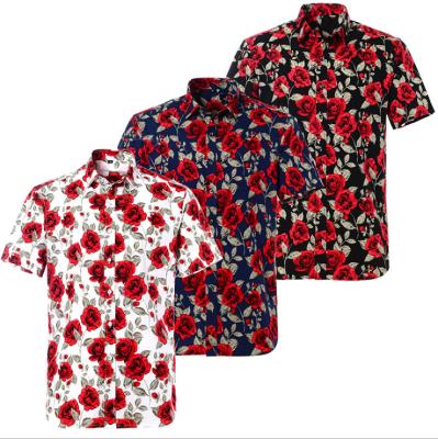 China Anti-Pilling Mens Beach Sea Island Short Sleeve Hawaiian Floral Shirt For Men for sale