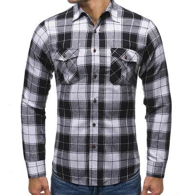 China Anti-pilling Peached flannel plaid casual style 2021 new design long sleeve shirt jacket for men for sale