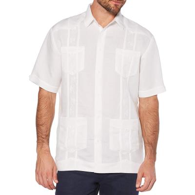 China Anti-pilling style high grade cotton polyester guayabera embroidered short sleeve shirt for men for sale