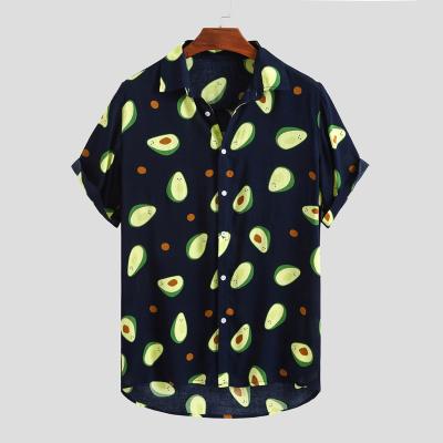 China Men's Summer High Quality Anti-pilling Fluorescent Color Plus Size Breathable Hawaiian Casual Printed Shirts for sale