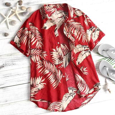 China Anti-pilling Men's Floral Hawaiian Print Beach Shorts Sleeve Vacation Summer Casual Shirts for sale