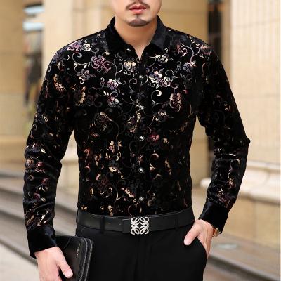 China Anti-pilling Comfortable Floral Shirt Men Dress Shirts Flower Print Casual Silk Shirt for sale