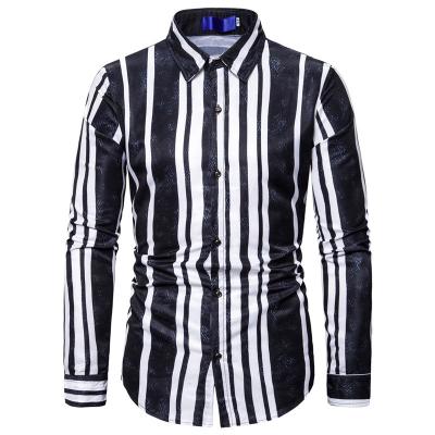 China Striped Anti-pilling Long Sleeve Shirt For Men's Spring Autumn Fashion Style Casual Social Cotton Plus Size Shirts Blouse Dress for sale