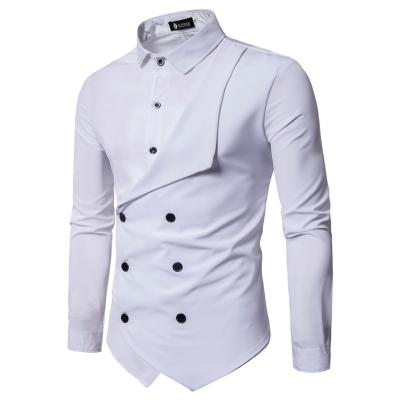 China Customized European Anti-pilling Business Formal Dress Shirt Cross Long Sleeve Shirts for Men for sale