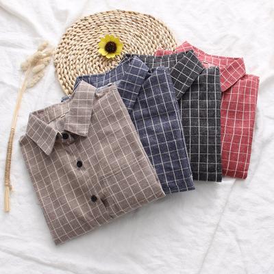 China Anti-pilling Women's Shirt Plaid College Style Office Ladies Casual Blouse for sale