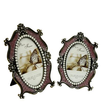 China European\Modern\Middle East\Africa metal picture frame new style wedding pearl purple design for home decor wholesale for sale