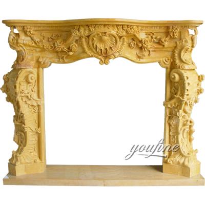 China UK Europe Freestanding Fireplace Mantels , Indoor Used Decorative Marble Fireplace for sale