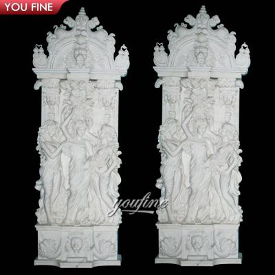 China Large Solid Outdoor Decoration Three Beauties Statue Classic White Marble Column Sculpture For Patio for sale