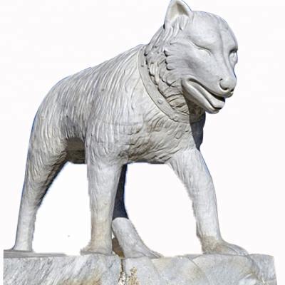 China Natural Vivid Outdoor White Marble Wolf Stone Animal Statue For Sale for sale