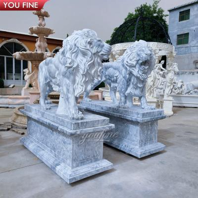 China Large Art Stone Animal Marble Animal classic EUROPEAN Lion Sculpture for sale