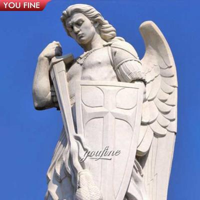 China EUROPEAN Catholic Saint Michael Marble Statue Garden Marble St. Michael Sculpture for sale