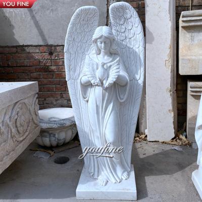 China Modern Life Size Natural Stone Hand Carved Marble Bare Stone Angel Woman Statue Sculpture for sale