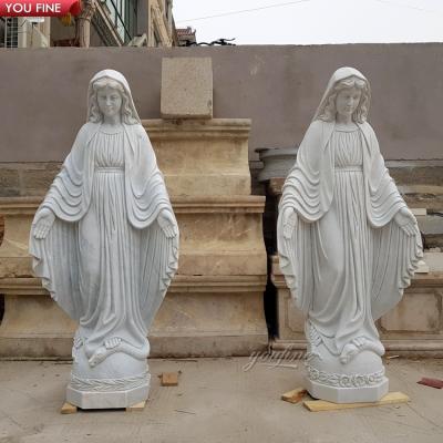 China Outdoor RELIGIOUS Garden Stone Sculpture Our Mother Mary White Marble Sculpture for sale