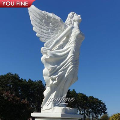 China Other Hand Carved Life Size Natural Marble Angel Statue Outdoor Garden Garden Angel Sculpture for sale