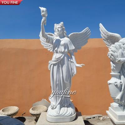 China CLASSIC Premium Quality Hand Carved Life Size Marble Angel Statue for sale