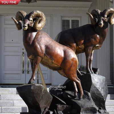 China Europe Outdoor Bronze Garden Decoration Sculpture Argali Mountain Sheep Sculpture for sale