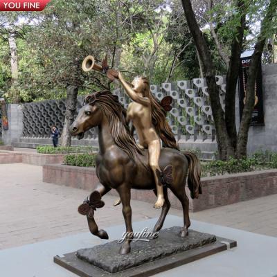 China China Famous Horse Blowing Horn Dali Sculpture Life-Size Woman Riding Bronze Sculpture for sale